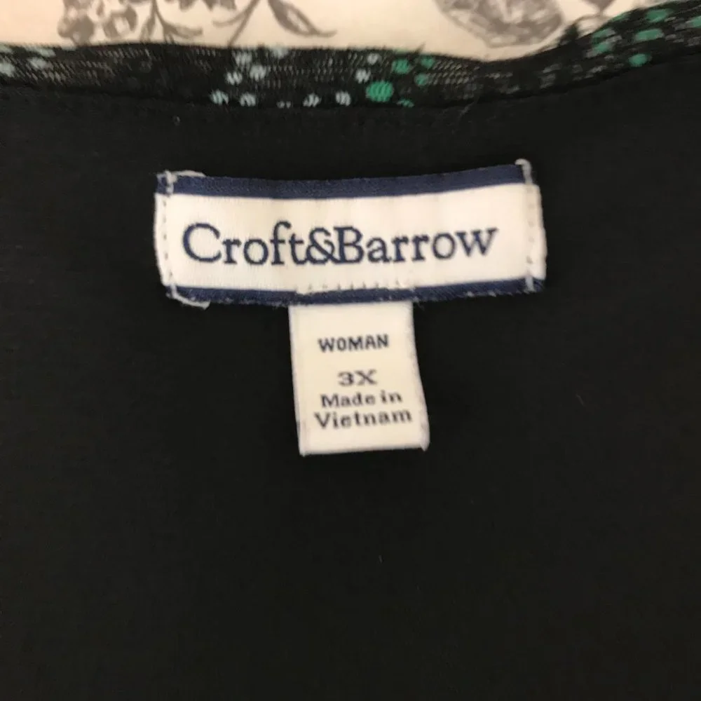 Croft & Barrow S/S Blouse | Black/Green | Size 3X - Picture 9 of 12